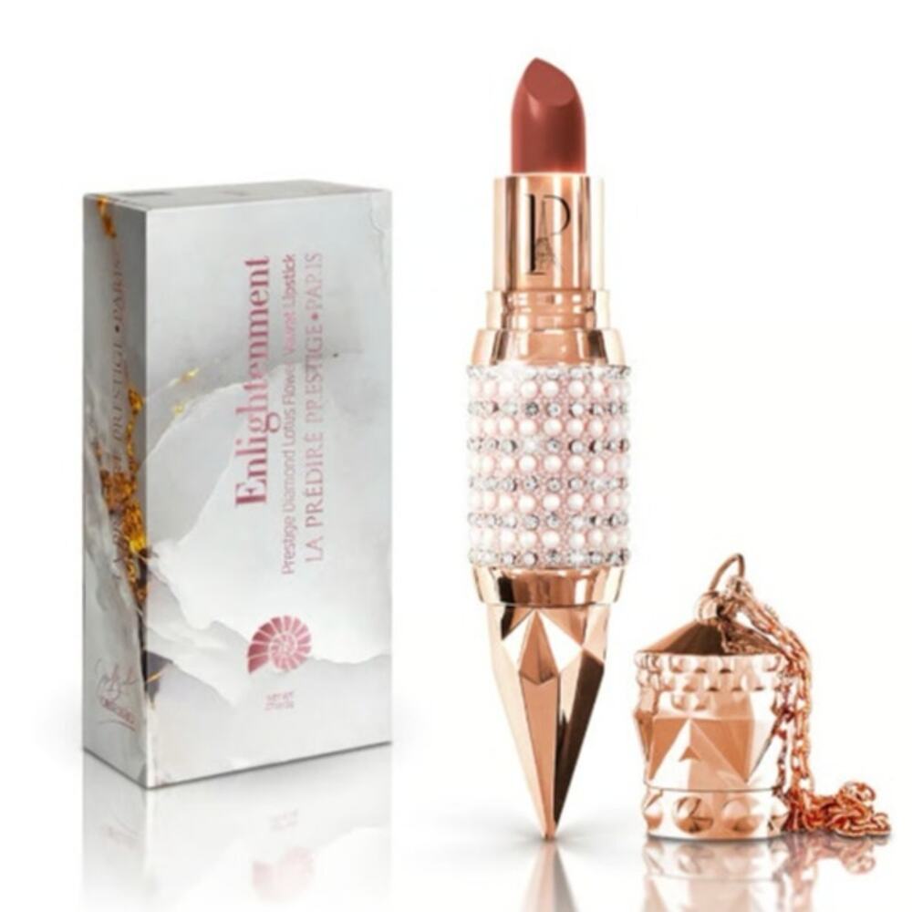 La Prestige Paris Enlightenment Diamond Lotus Flower Velvet Lipstick NEW